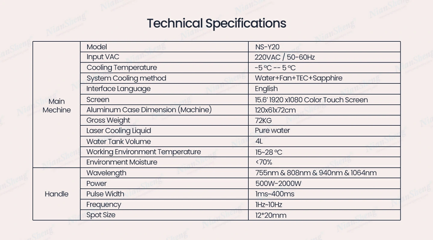 Niansheng Beauty diode laser hair moval machine -y20